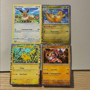 Pokemon Trading Cards - Yellow, Blue, Red, Orange